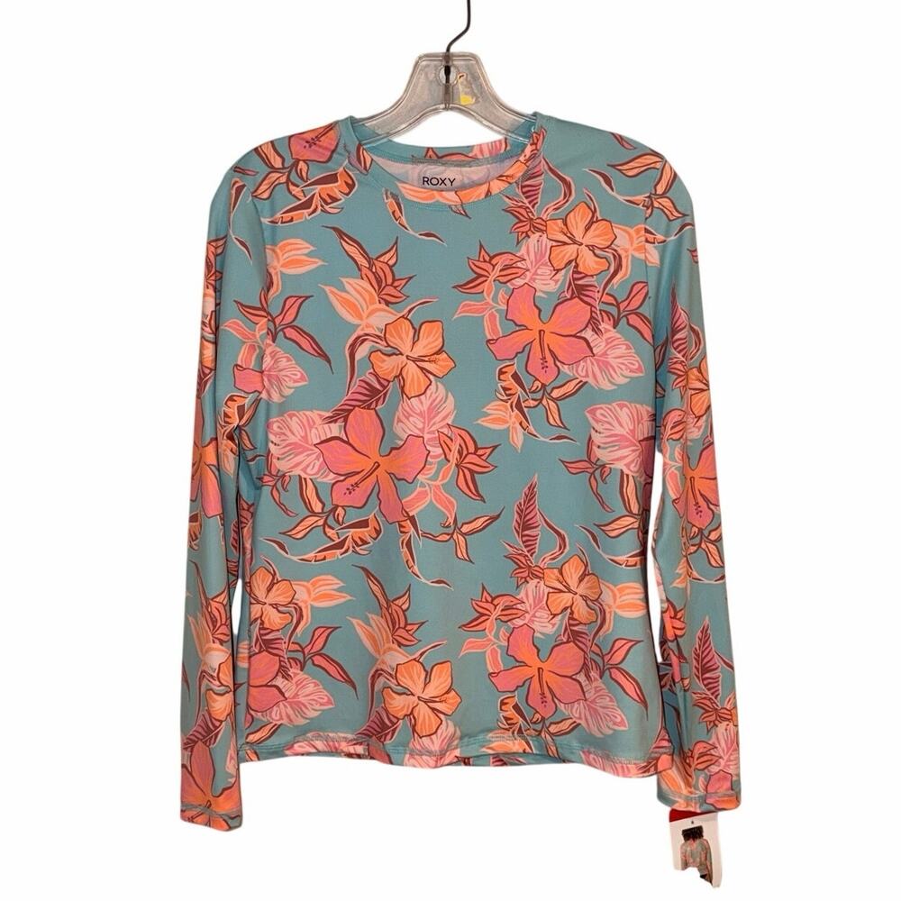 ROXY Women’s M Tropical Floral Long Sleeve UPF 50 Rash Guard NWT